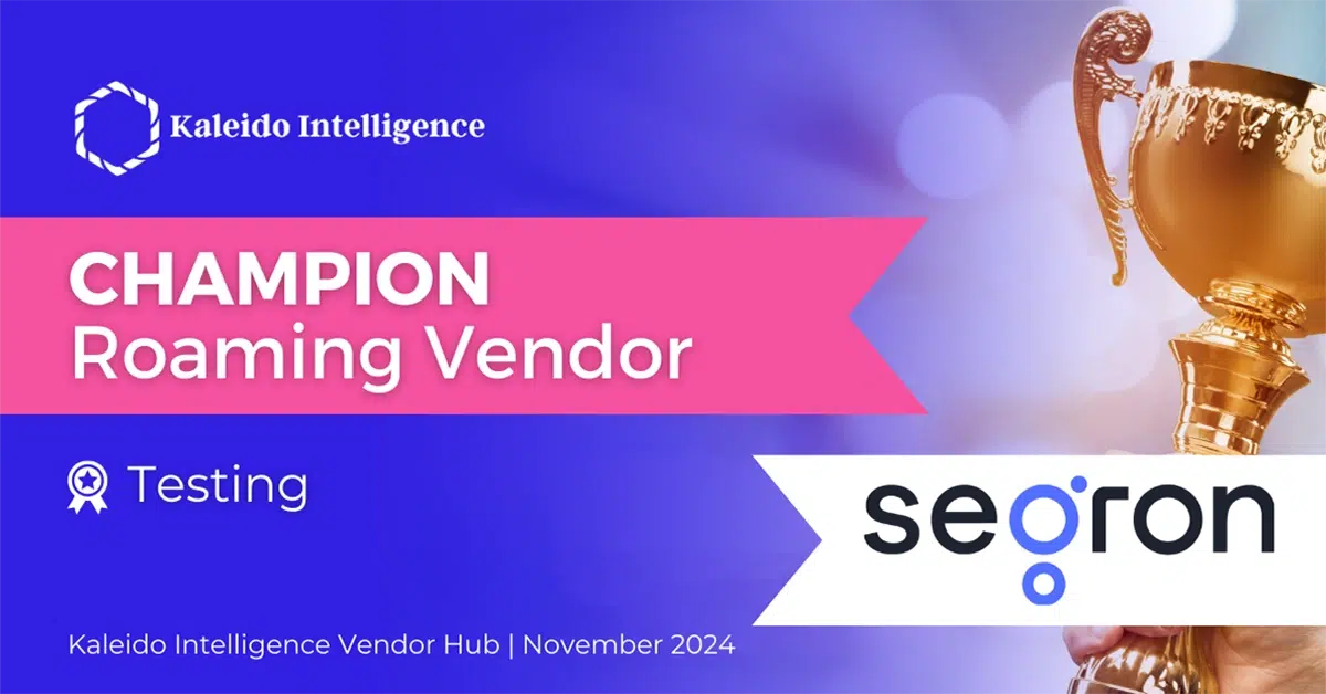 Kaleido Intelligence Champion Roaming Vendor Award 2024 for SEGRON in Testing category